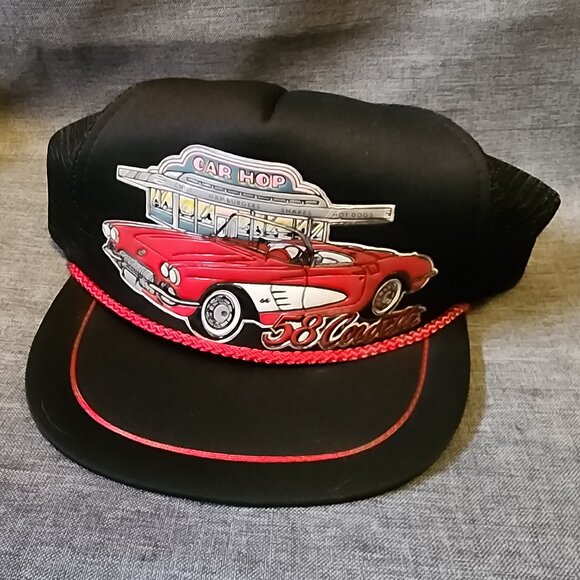 Vintage Autographix Kandi Tops Back w/ Red 58 Corvette Convertible Snapback Hat - Picture 1 of 8